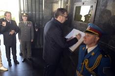 President Vučić lays a wreath at the Monument to the Unknown Hero on Mount Avala