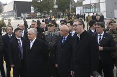 Presidents Vučić, Tokayev visit weapons-military equipment display at military airfield in Batajnica