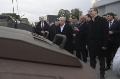 Presidents Vučić, Tokayev visit weapons-military equipment display at military airfield in Batajnica