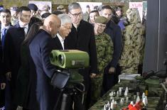 Presidents Vučić, Tokayev visit weapons-military equipment display at military airfield in Batajnica