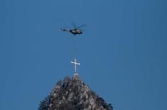 Members of Serbian Armed Forces Placed Holy Cross on Mountain Top Titerovac above Mileševa