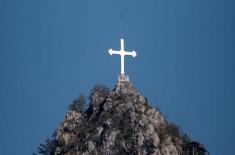 Members of Serbian Armed Forces Placed Holy Cross on Mountain Top Titerovac above Mileševa